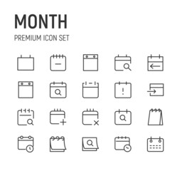 Canvas Print - Set of month line icons.