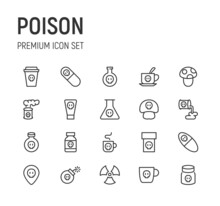 Set Of Poison Line Icons.