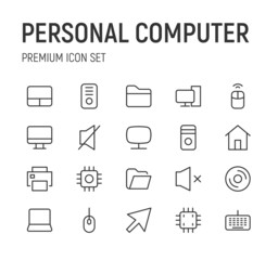 Canvas Print - Set of personal computer line icons.