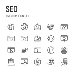 Poster - Set of seo line icons.