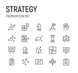 Canvas Print - Set of strategy line icons.