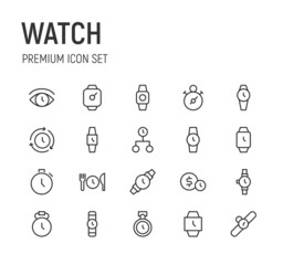 Aufkleber - Set of watch line icons.