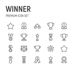 Canvas Print - Set of winner line icons.