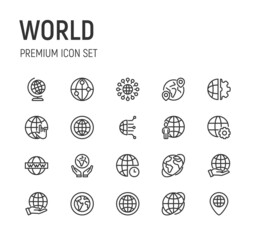 Poster - Set of world line icons.