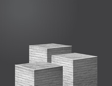 White Grunge Brick Wall Product Display, Platforms Presentation Mock Up Show Cosmetic  Stage Pedestal Design, Vector Illustration