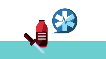 Wall Mural - medical droper and symbol animation