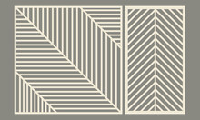 Panel For Laser Cutting. Abstract Geometric Pattern With Herringbone Lines. Pattern For Cutting Wood, Plywood, Paper, Cardboard And Metal.