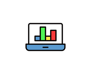 Fototapete - Line Graph computer icon isolated on white background. Outline symbol for website design, mobile Graph computer, ui. Arm pictogram. Vector illustration, editorial stroсk. 