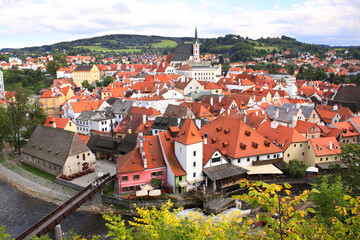 Sticker - Aerial view over the old town Cesky Krumlov, South Bohemia, Czech Republic