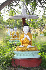 Sticker - Old stone statues of Buddha, Bodhi Tataung, Monywa, Myanmar