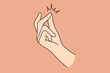 Hand and sign language concept. Human hand making snap of fingers over pastel background vector illustration 