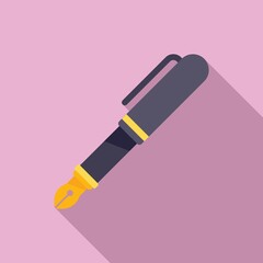 Poster - Ink pen icon flat vector. Text write