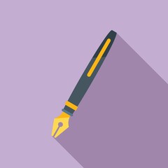 Poster - Ink pen icon flat vector. Hand letter