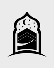 Hajj And Umrah Travel Silhouette Logo. Perfect For Logo Company, Corporate Design, Name Card, Etc