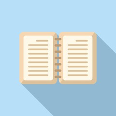 Poster - Open notepad icon flat vector. Letter text