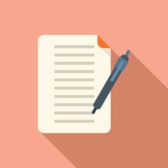 Poster - Writing paper icon flat vector. Text message