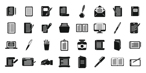 Poster - Writing icons set simple vector. Letter write