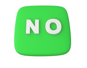 Fototapete - 3d visualization of a button with the inscription NO.
Soft green base color with white raised lettering. Symbolizes the rejection of something.