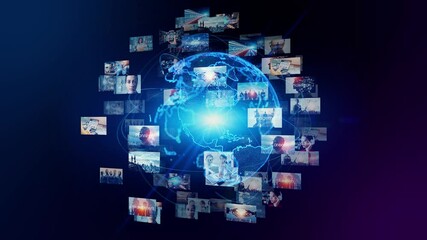 Aufkleber - Global communication network concept. Image analysis. Digital transformation. AI (Artificial Intelligence).