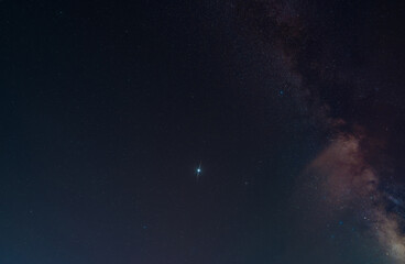 night sky milky way and star on dark background. vulpecula is a faint constellation in the northern 