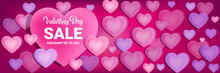 Happy Valentines Day Celebration Love Banner Flyer Or Greeting Card With Red Hearts Horizontal