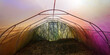  tęczowy tunel  foliowy cieplarnia wiosną gotowy do zasiewów