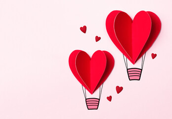 two valentines in the form of an air balloon concept valentines day