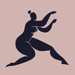 A silhouette of a woman inspired by Matisse. Dance of the female body in motion. Vector cutout illustration isolated in contemporary trendy style.
