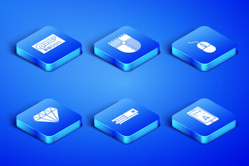 Poster - Set Mobile and playing in game, Create account screen, Video console, Diamond, Shield for and Computer mouse icon. Vector