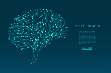 Poster - Abstract glowing brain connections