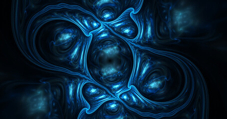 Wall Mural - Abstract colorful background with  liquid fantastic swirl. Fantastic darkblue light effect. Digital fractal art. 3d rendering.