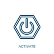 © IconArt - activate icon. Thin linear activate, simple, circle outline icon isolated on white background. Line vector activate sign, symbol for web and mobile