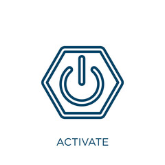 Poster - activate icon. thin linear activate, simple, circle outline icon isolated on white background. line 