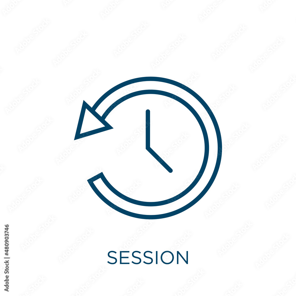 session icon. Thin linear session, business, computer outline icon ...