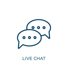 Aufkleber - live chat icon. Thin linear live chat, live, communication outline icon isolated on white background. Line vector live chat sign, symbol for web and mobile