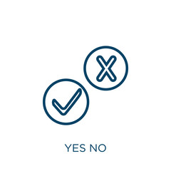 Poster - yes no icon. Thin linear yes no, no, yes outline icon isolated on white background. Line vector yes no sign, symbol for web and mobile