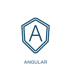 Poster - angular icon. Thin linear angular, premium, arrow outline icon isolated on white background. Line vector angular sign, symbol for web and mobile