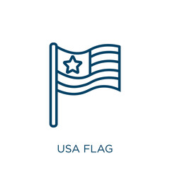 Aufkleber - usa flag icon. Thin linear usa flag, usa, american outline icon isolated on white background. Line vector usa flag sign, symbol for web and mobile