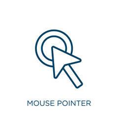 Poster - mouse pointer icon. thin linear mouse pointer, pointer, cursor outline icon isolated on white backgr