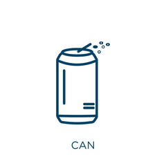 Poster - can icon. Thin linear can, waste, garbage outline icon isolated on white background. Line vector can sign, symbol for web and mobile
