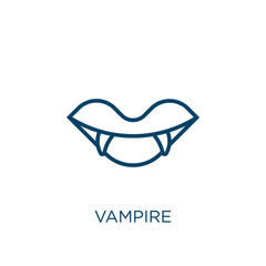 Poster - vampire icon. Thin linear vampire, halloween, horror outline icon isolated on white background. Line vector vampire sign, symbol for web and mobile