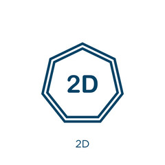 Poster - 2d icon. thin linear 2d, square, style outline icon isolated on white background. line vector 2d sig