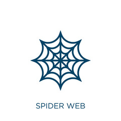 Poster - spider web icon. Thin linear spider web, halloween, spider outline icon isolated on white background. Line vector spider web sign, symbol for web and mobile