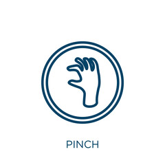 Poster - pinch icon. Thin linear pinch, gesture, finger outline icon isolated on white background. Line vector pinch sign, symbol for web and mobile