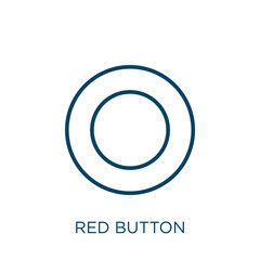 Poster - red button icon. Thin linear red button, button, website outline icon isolated on white background. Line vector red button sign, symbol for web and mobile
