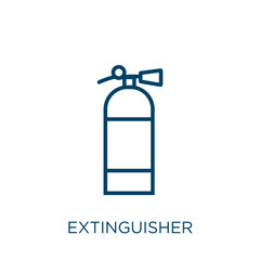 Poster - extinguisher icon. Thin linear extinguisher, protection, security outline icon isolated on white background. Line vector extinguisher sign, symbol for web and mobile