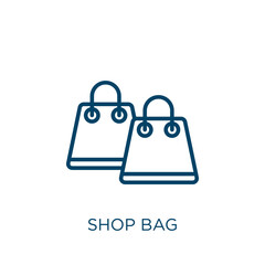 Poster - shop bag icon. Thin linear shop bag, buy, bag outline icon isolated on white background. Line vector shop bag sign, symbol for web and mobile