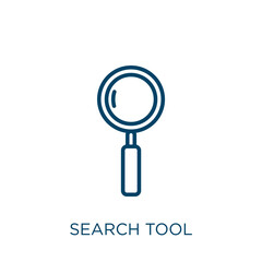 Poster - search tool icon. thin linear search tool, internet, business outline icon isolated on white backgro