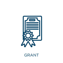 Poster - grant icon. thin linear grant, seal, stamp outline icon isolated on white background. line vector gr