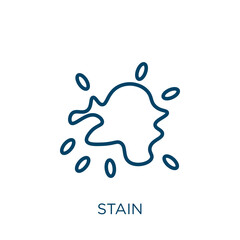 Aufkleber - stain icon. Thin linear stain, blot, vintage outline icon isolated on white background. Line vector stain sign, symbol for web and mobile